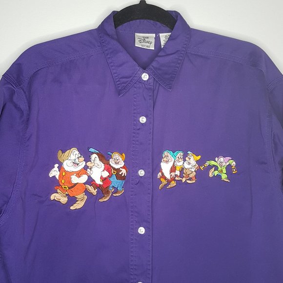 Vintage Disney Snow White and the Seven Dwarfs Button Down Shirt - Sz L - Picture 2 of 16